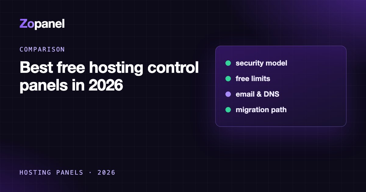Comparison table of free hosting control panels in 2026