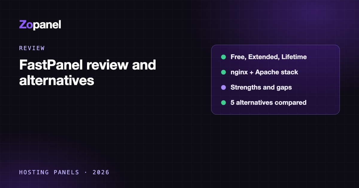 Review of FastPanel with its licence options and a comparison of alternative control panels