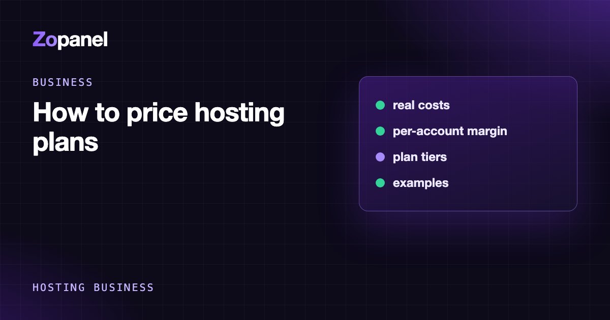 Spreadsheet: server, licence, support costs and the price of three hosting plans