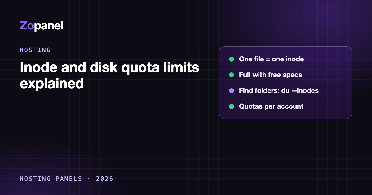 A disk that is half empty but has used all its inodes, next to a folder tree with millions of small cache files