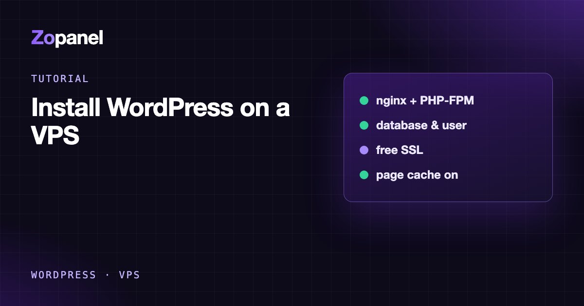 Diagram of the steps to install WordPress on a VPS with Nginx, PHP, MariaDB and SSL