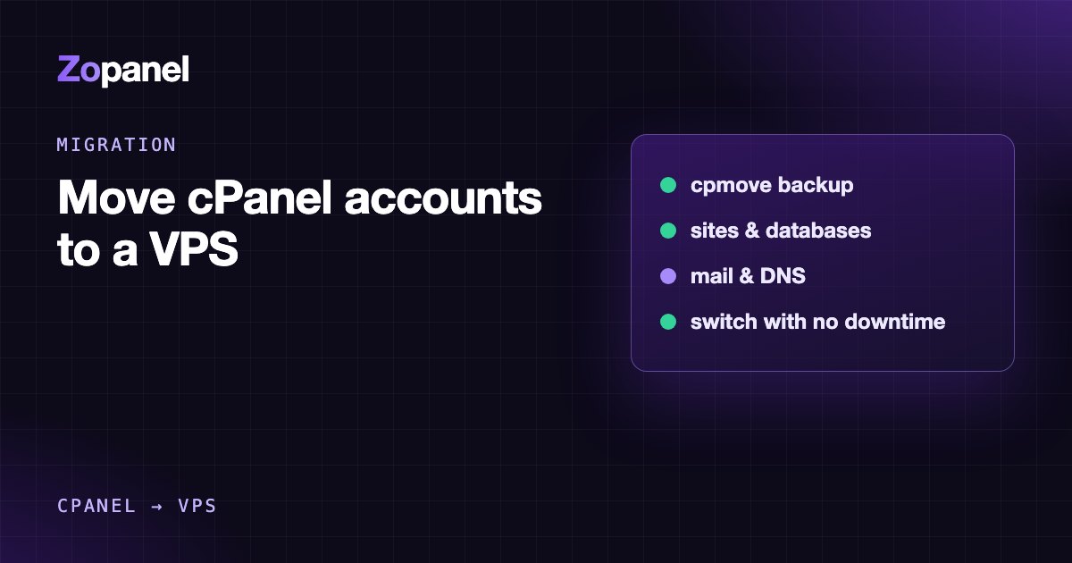 Diagram: moving cPanel accounts to a VPS