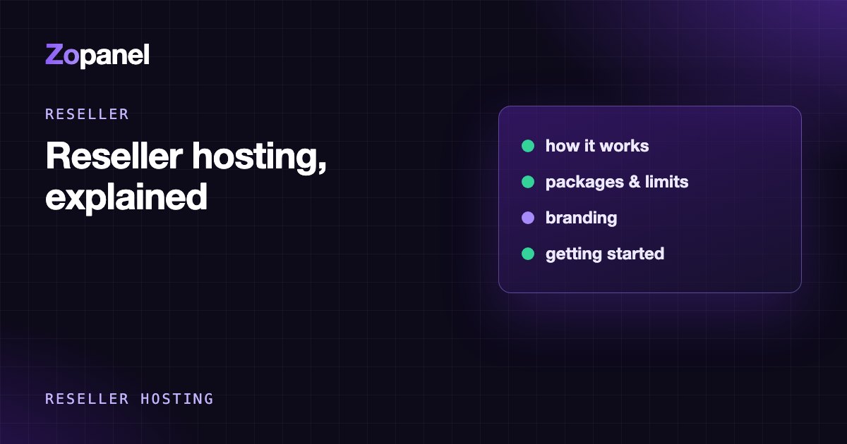 Diagram: provider, reseller and end customers in reseller hosting
