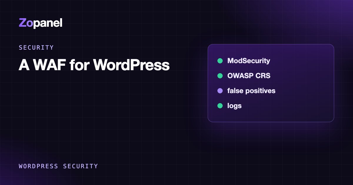 Diagram: malicious requests stopped by a web application firewall before reaching WordPress