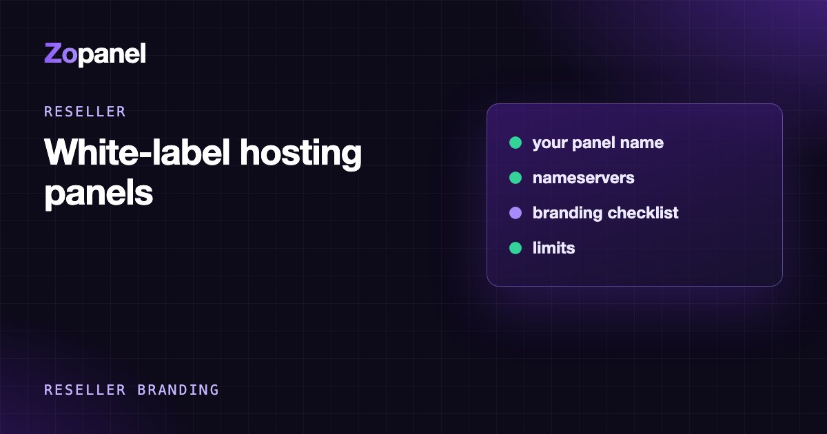 Illustration: a hosting panel showing the hosting company's name and domain instead of the software's