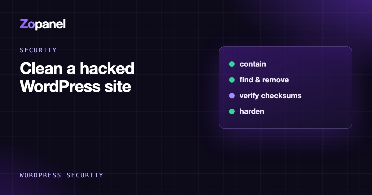 Workflow for cleaning a hacked WordPress site, from isolation to hardening