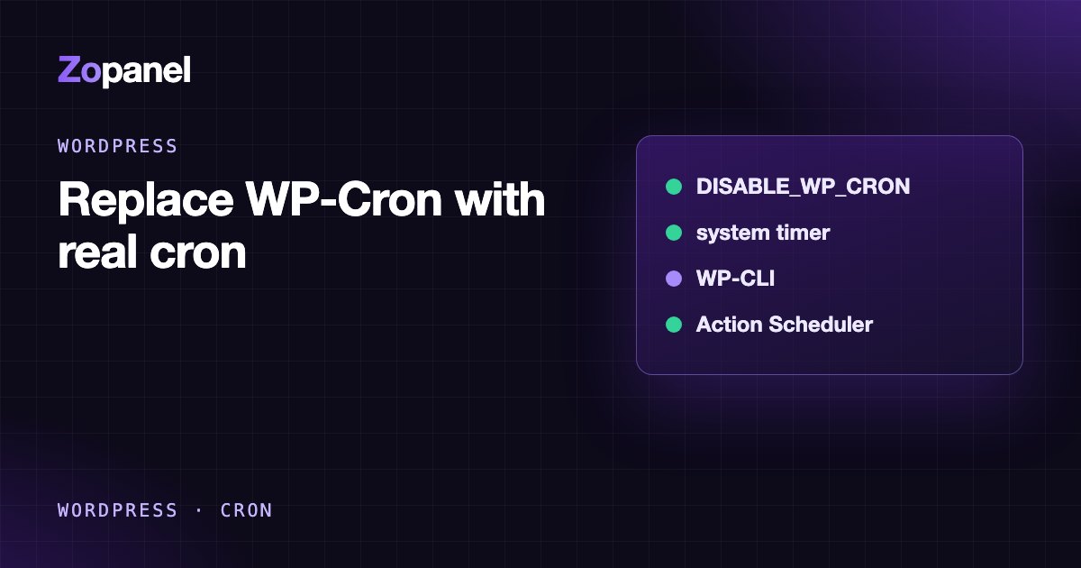 Diagram: WP-Cron triggered by visits versus a server cron running on time